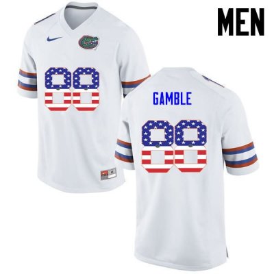 Men's Florida Gators #88 Kemore Gamble NCAA Nike White USA Flag Fashion Authentic Stitched College Football Jersey JWA2262MG